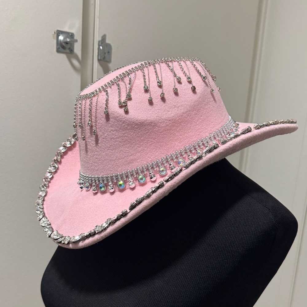 Pink Rhinestone Embellished Cowboy Hat